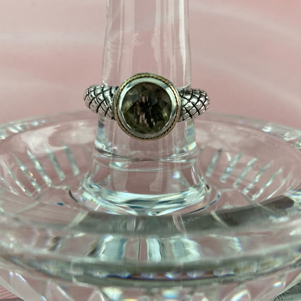 Effy Sterling Silver, 18K Gold and Smoky Topaz Ring Size 7 1/4